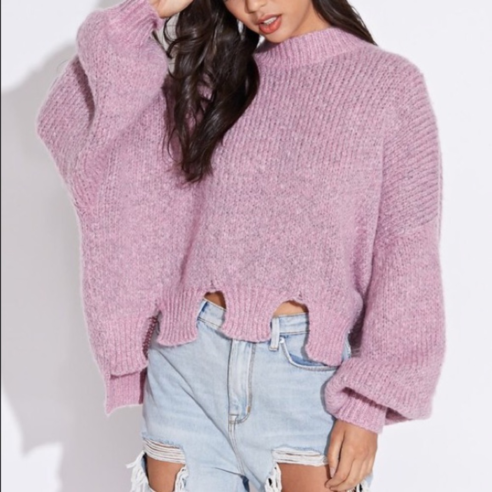 SALE✨Off White Bubble Sleeve Knit Sweater - Picture 6 of 7
